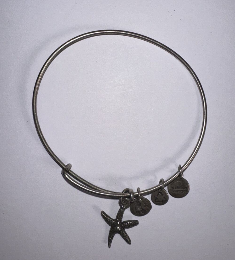 ALEX AND ANI Rafaelian Silver STARFISH Charm Adjustable Bangle Bracelet